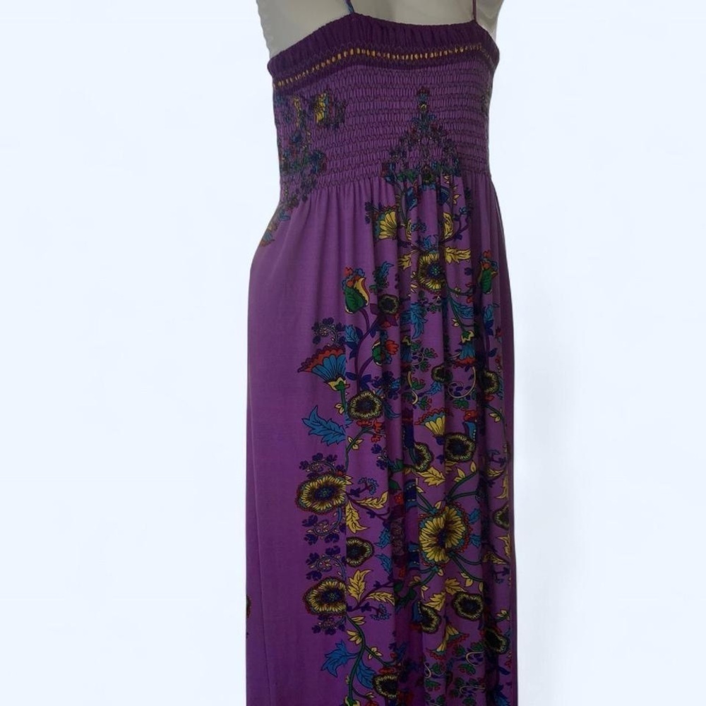 Floral Purple Sunflower Maxi Dress India Boutique approx M - Picture 1 of 4